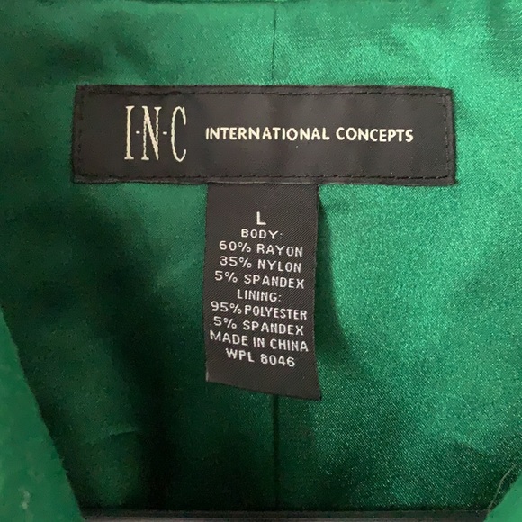 INC International Concepts Green ruffle button down & zipper jacket size Large - Picture 9 of 14